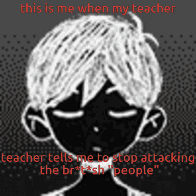 a black and white drawing of a boy with the words this is me when my teacher
