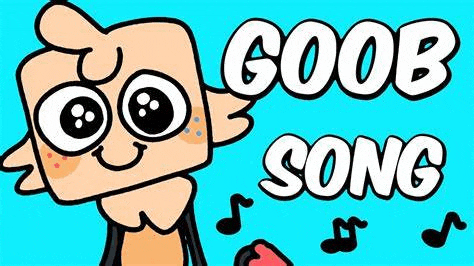a cartoon character with big eyes is singing a song with music notes around him .
