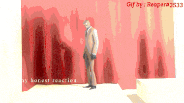 a gif by reaper # 3533 shows a man standing in front of a wall
