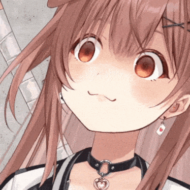 a close up of a girl wearing a choker and earrings with a heart on them
