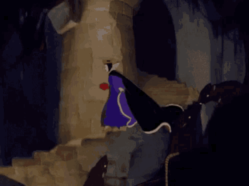 a cartoon drawing of a castle with stairs going up