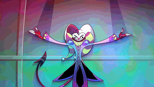 a cartoon character with a tail is standing in front of a wall .
