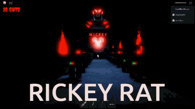 a video game called rickey rat has a mickey mouse statue in the background
