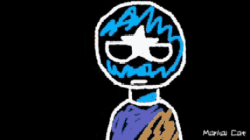 a drawing of a person with the word markai cat on the bottom right