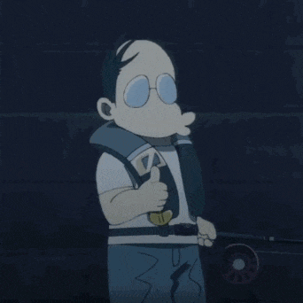a cartoon character giving a thumbs up while wearing a life jacket