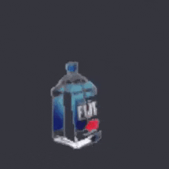 a bottle of fiji water is floating in the air .