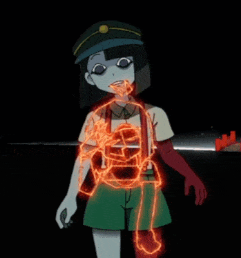 a cartoon of a girl with a glowing outline around her body