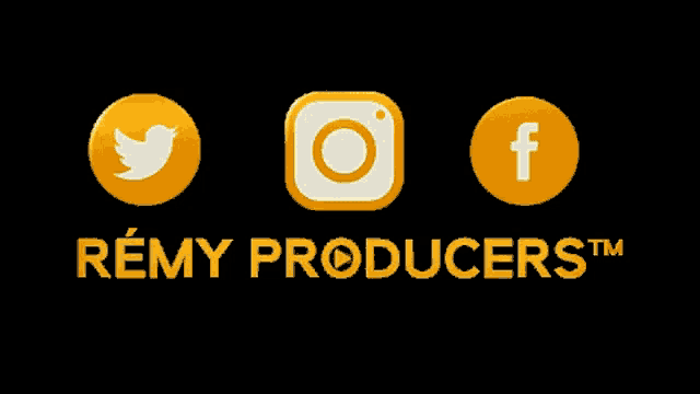 a logo for remy producers with a twitter instagram and facebook logo