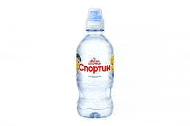 a bottle of water on a white background with a cap on it .