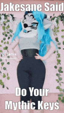 a woman in a wolf costume says " jakesane said do your mystic keys "