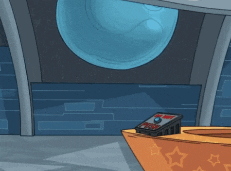 a cartoon character is standing in front of a box that says " no way "