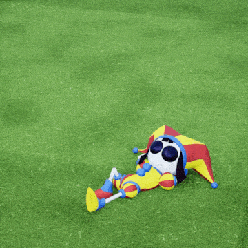 a cartoon character wearing a jester hat and sunglasses with a smiley face and a percentage sign on his face