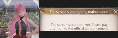 the server is undergoing maintenance and the server is not open yet please pay attention to the official announcement
