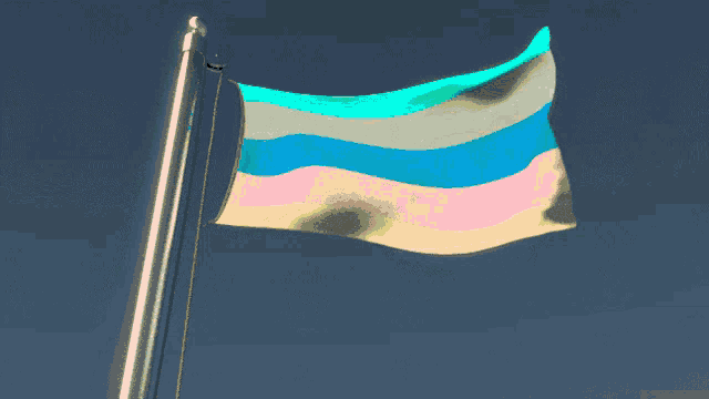 a rainbow flag is waving in the wind