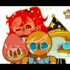 a group of cookie run characters are posing for a picture together .