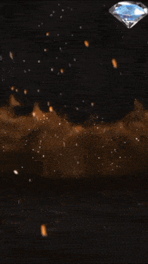 a diamond is floating in the air above a huge explosion