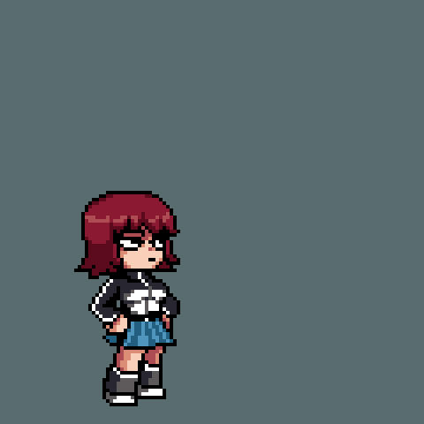 pixel art of a girl with red hair