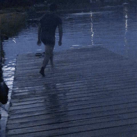 a black and white photo of a person jumping into a body of water with the words wasted written on the bottom