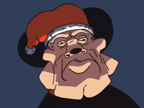 a cartoon of a man wearing a red santa hat