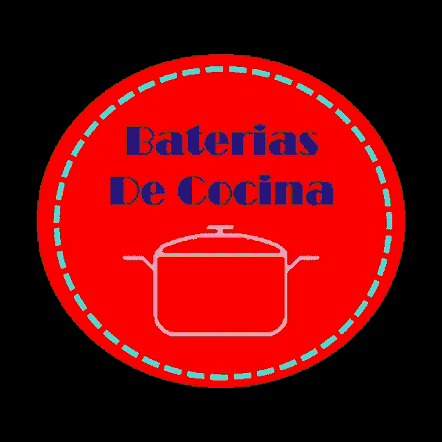 a green circle with the words baterias de cocina and a pot on it