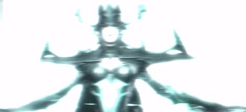 a glowing silhouette of a person with a sword in their hand