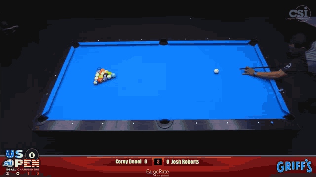 a pool table with a scoreboard that says griff 's