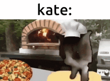 a cat in a chef 's hat is standing in front of a pizza oven
