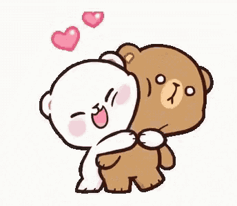 a white teddy bear is hugging a brown teddy bear .
