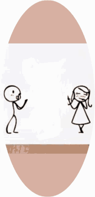 a cartoon of a man and a woman with hearts and a rainbow