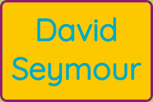 david seymour is written in blue on a yellow background