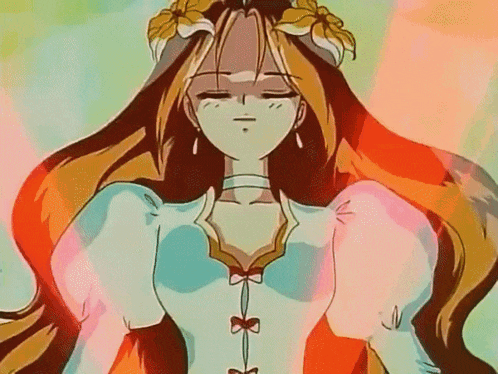 a cartoon of a woman with long hair wearing a blue dress