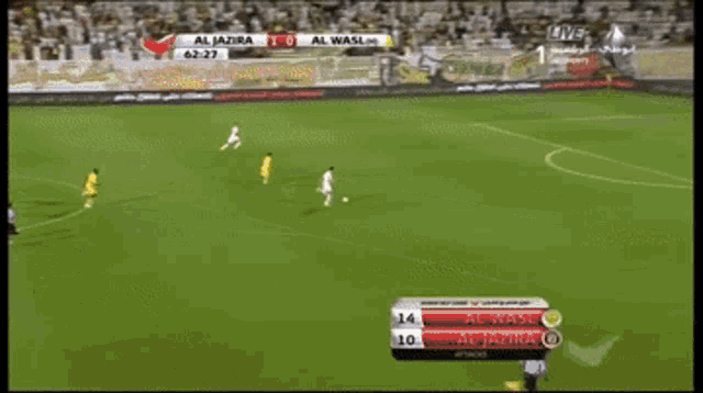 a soccer game is being played between aljazira and alwasl