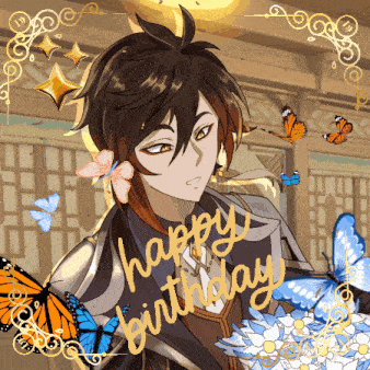 a picture of a boy with butterflies and the words happy birthday written on it