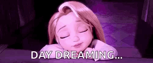 a cartoon girl is sleeping with her eyes closed in a dark room .