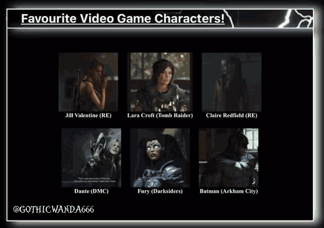 a collage of video game characters including jill valentine lara croft and claire redfield
