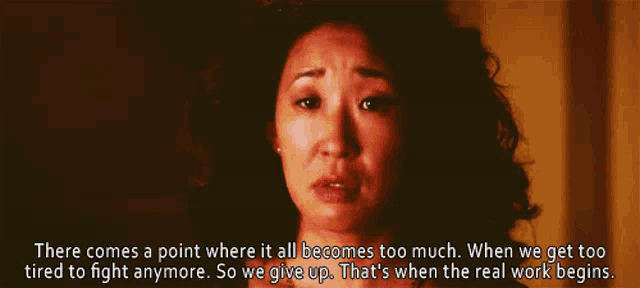 a woman crying with a quote that says " there comes a point where it all becomes too much