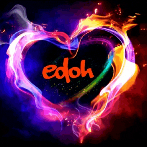 a colorful heart with the name edloh written inside of it