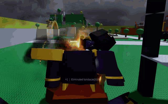 a screenshot of a video game with the name eliminated on the bottom