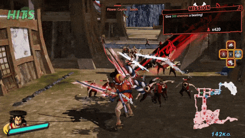 a screenshot of a video game that says hits on the bottom