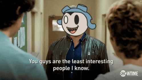 a showtime ad shows a man with a cartoon character on his head