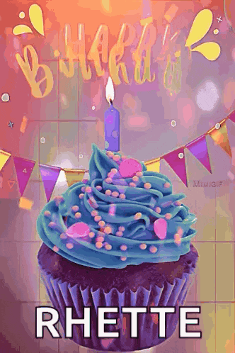a birthday card for rhette with a cupcake