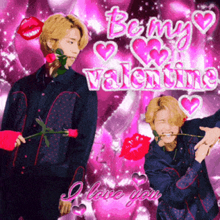a valentine 's day greeting card with a man holding a rose in his mouth