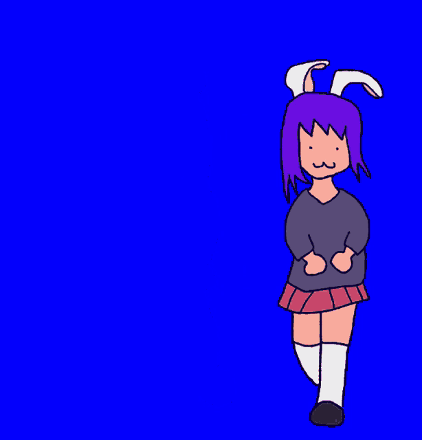 a cartoon girl with purple hair and bunny ears