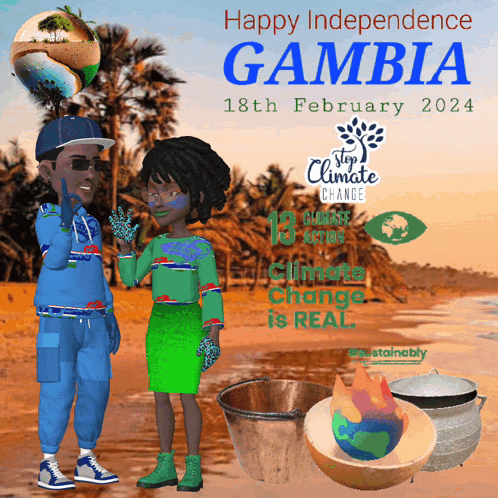 a poster for gambia celebrating independence on february 18th