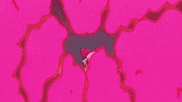 a cartoon of a girl with a pink bow surrounded by monsters