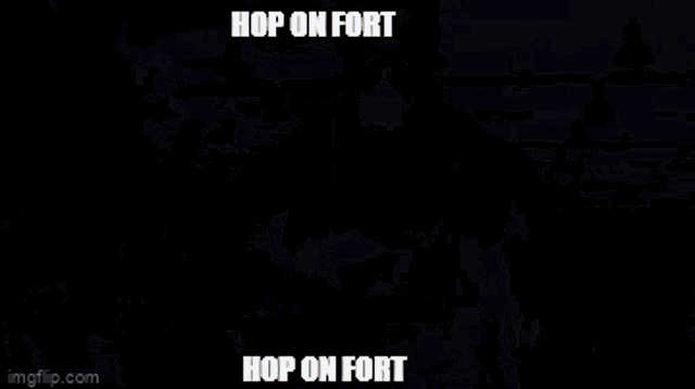 a man is lifting weights in a gym with a caption that says hop on fort