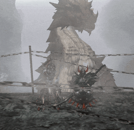 a dragon is behind a chain link fence in a video game scene