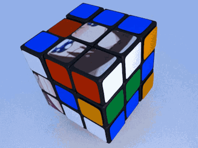 a rubik 's cube with a picture on it