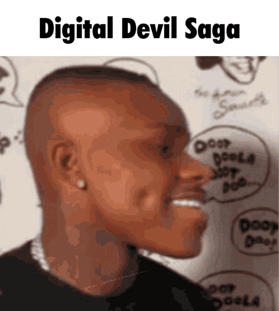 a picture of a man with the words digital devil saga written above him