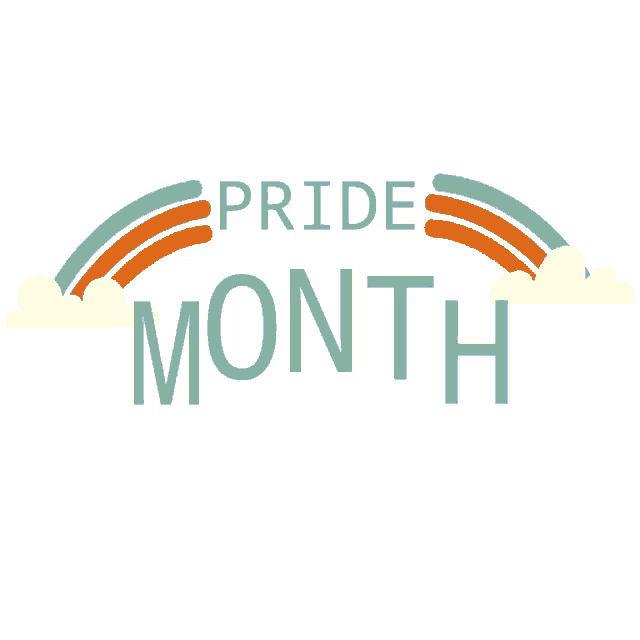 a rainbow with the words pride month underneath it